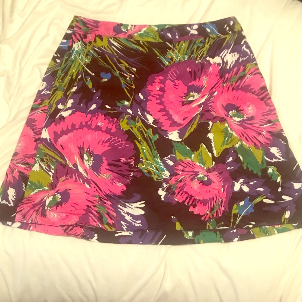 Lane Bryant Cotton Blend Floral Print Skirt Sz 18 Spring Flare Zipper Bold Glam